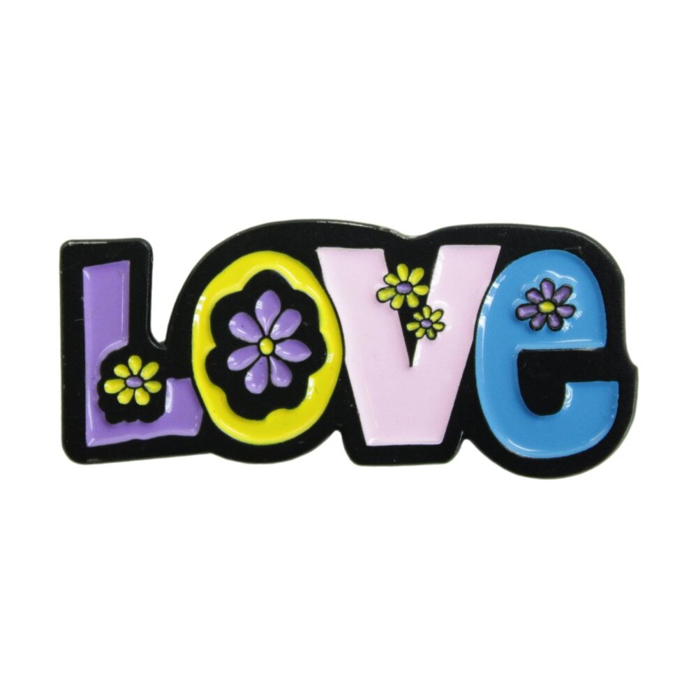 LOVE Flower Enamel Pin - Pastel Purple 1960s Nature Cute Hippie Apparel Gift NWT